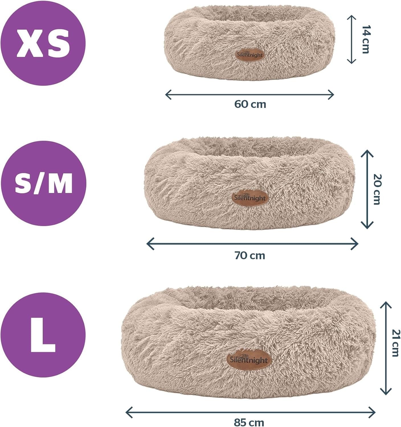 70cm Calming Donut Dog Bed Plush Washable Anti Anxiety Natural