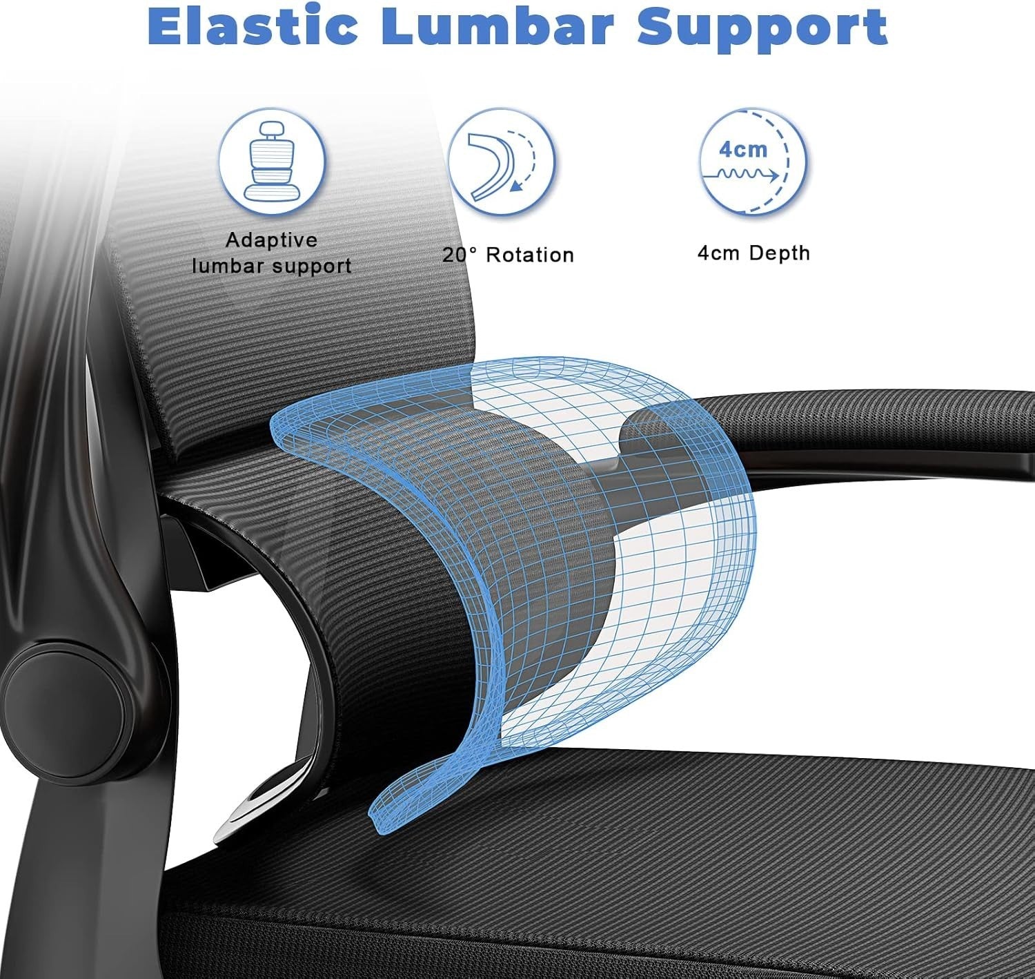 Ergonomic Mesh Office Chair, Adjustable Headrest & Backrest, Flip-up Arms, Cross