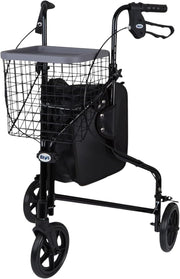 3 Wheel Rollator Walker Folding Lightweight Brakes Basket Outdoor