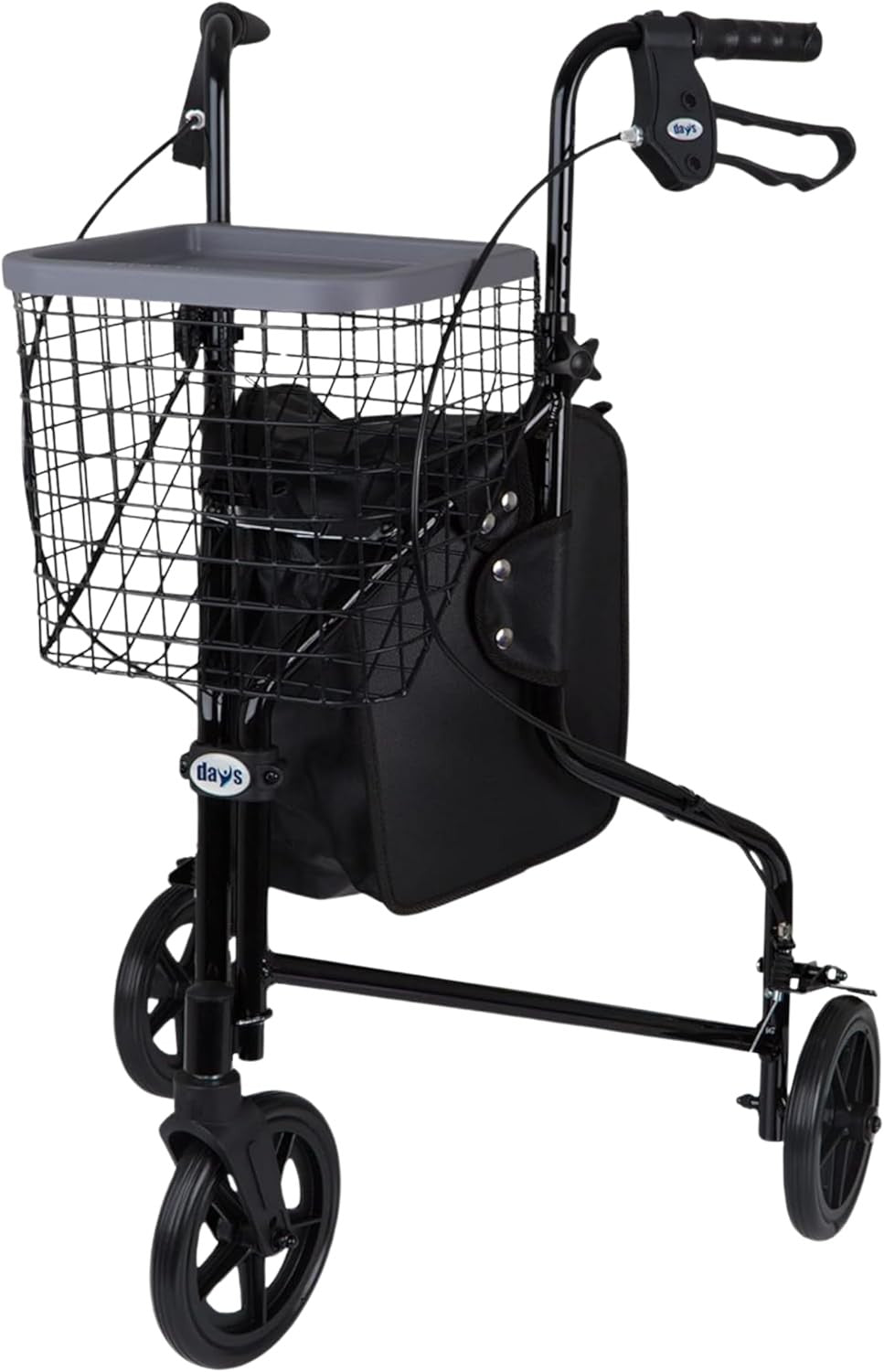 3 Wheel Rollator Walker Folding Lightweight Brakes Basket Outdoor