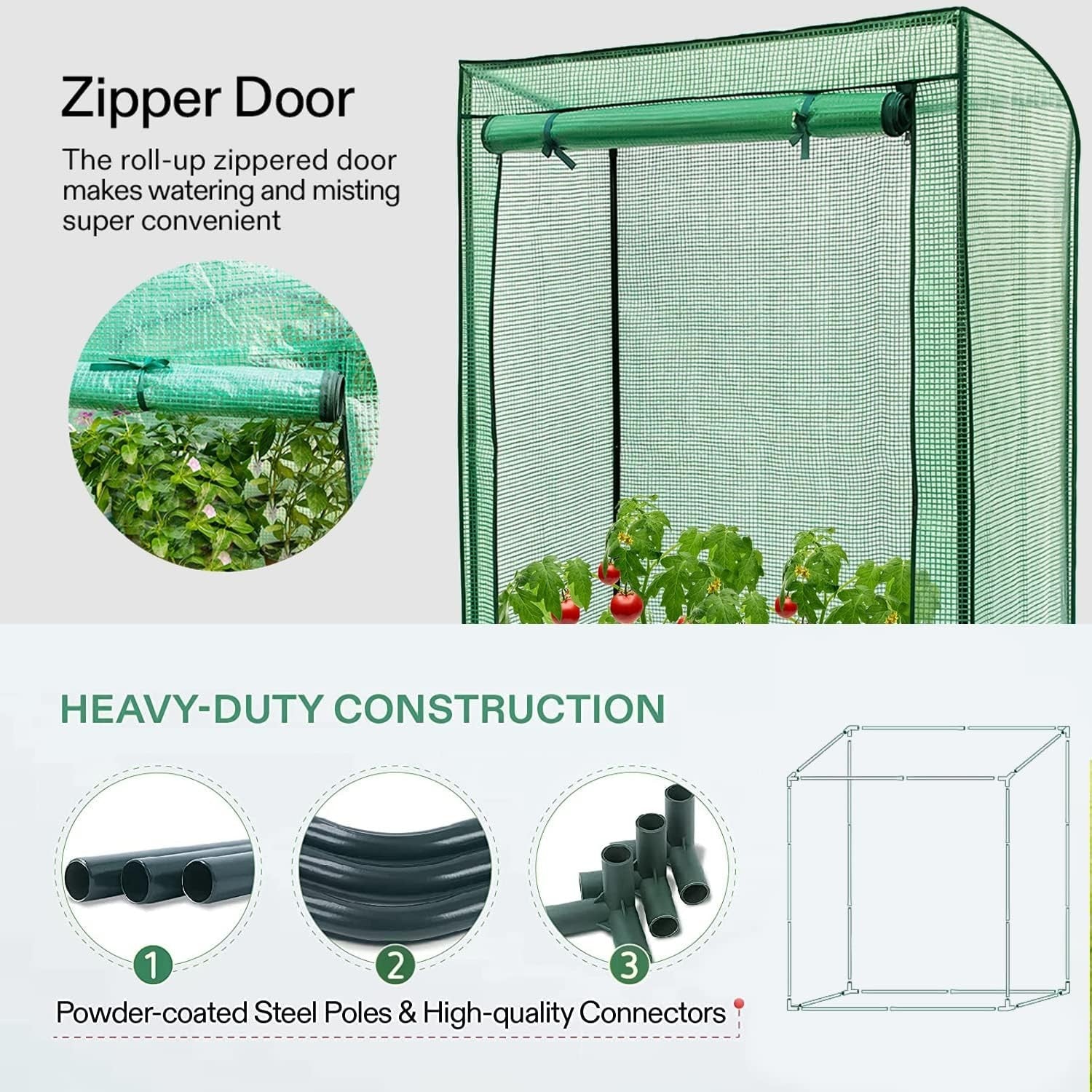 Reinforced Tomato Greenhouse with Heavy-Duty UV Cover & Steel Frame 150x100x50cm