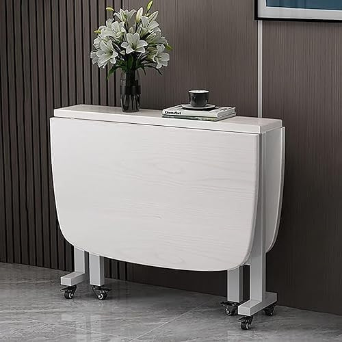 White Extendable Folding Dining Table with Butterfly Leaf 100x60cm
