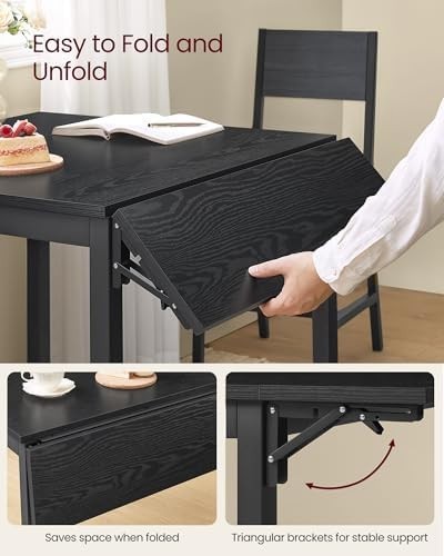 Space-Saving Folding Drop Leaf Dining Table Extendable for 2-4 People