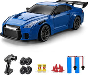 1:24 RC Drift Car 20KM/H – 4WD Remote Control Toy with Extra Tires, Dark Blue