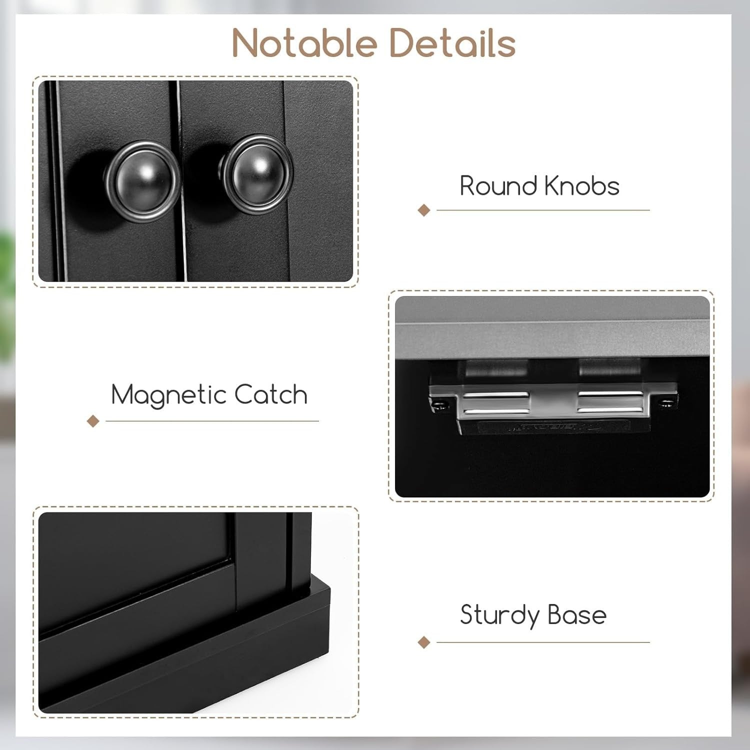 Tall Black Kitchen Cupboard 4 Door Pantry Storage Cabinet Adjustable