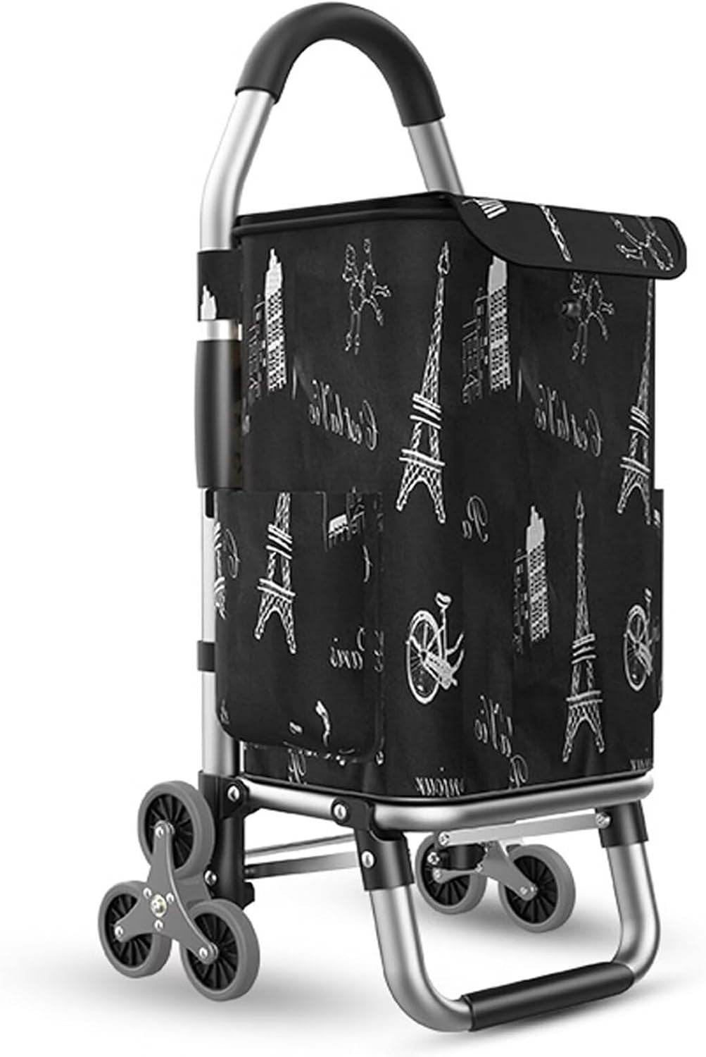 Lightweight 2-in-1 Folding Shopping Trolley 6-Wheel Stair Climber Waterproof