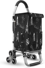 Lightweight 2-in-1 Folding Shopping Trolley 6-Wheel Stair Climber Waterproof