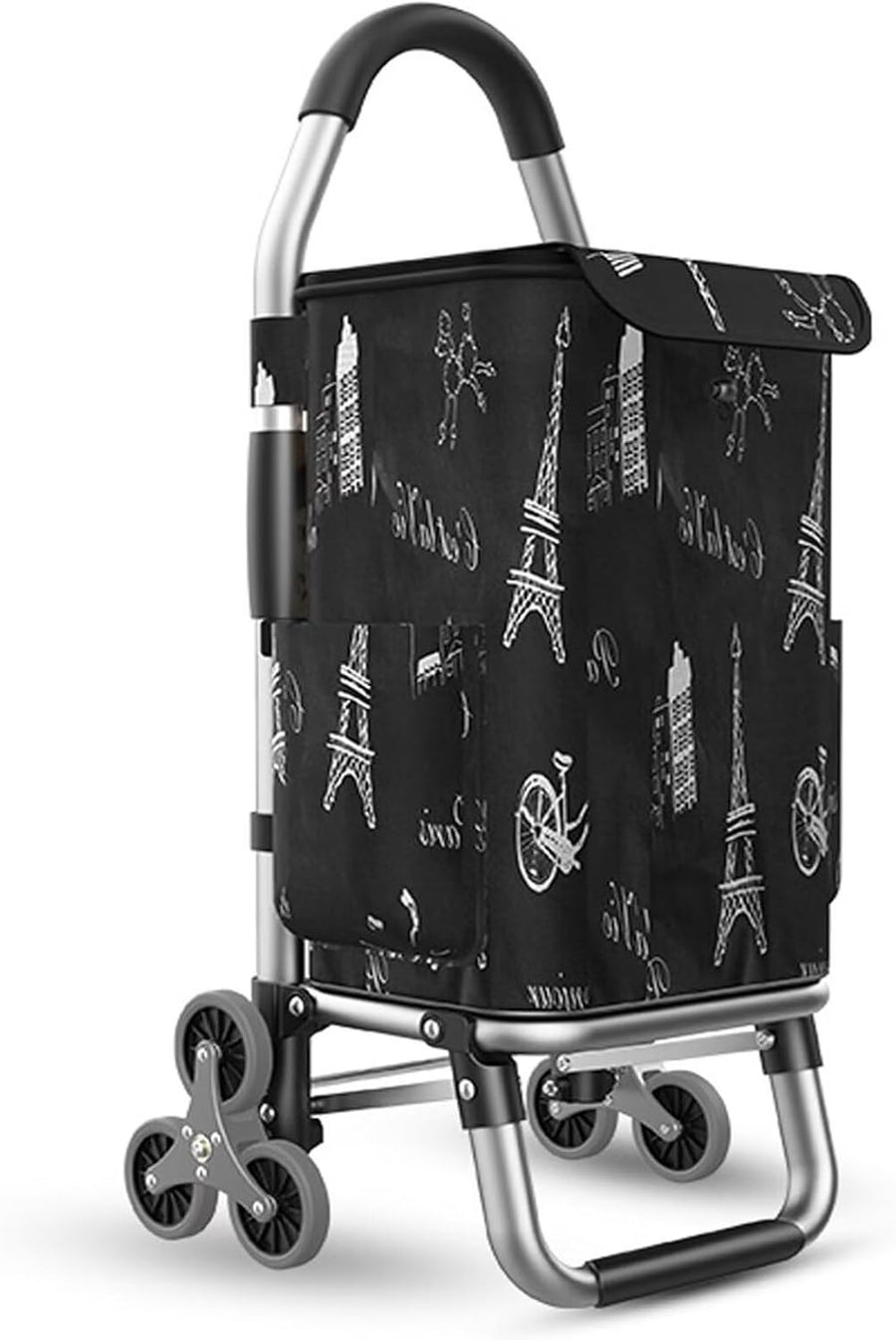 Lightweight 2-in-1 Folding Shopping Trolley 6-Wheel Stair Climber Waterproof