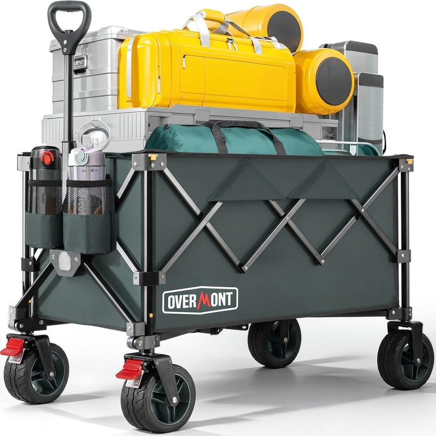 Grey Heavy Duty Folding Camping Wagon 150kg All Terrain Festival Garden Trolley