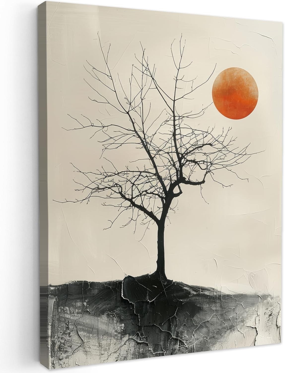 Tree Moon Canvas Wall Art 50x70cm Framed Modern Nature