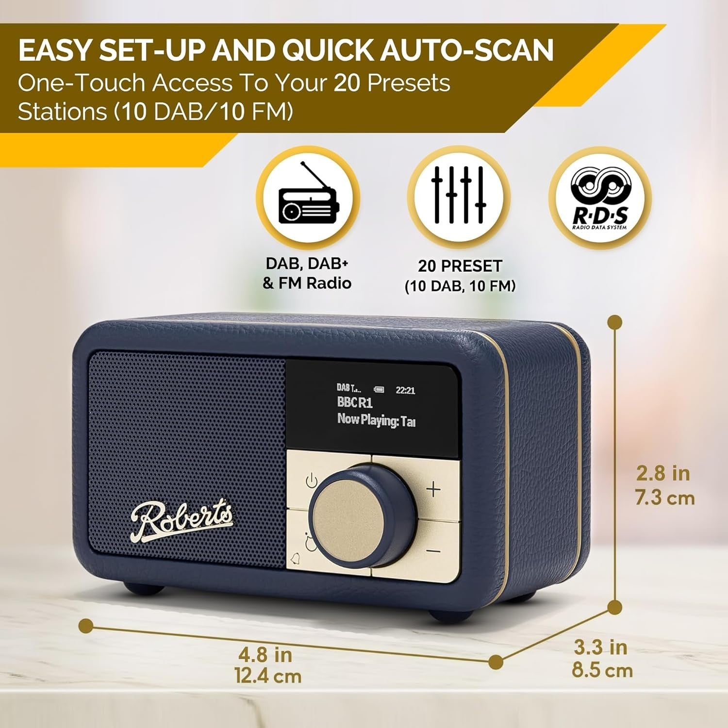 Portable FM DAB/DAB+ Digital Radio Bluetooth Speaker Midnight Blue