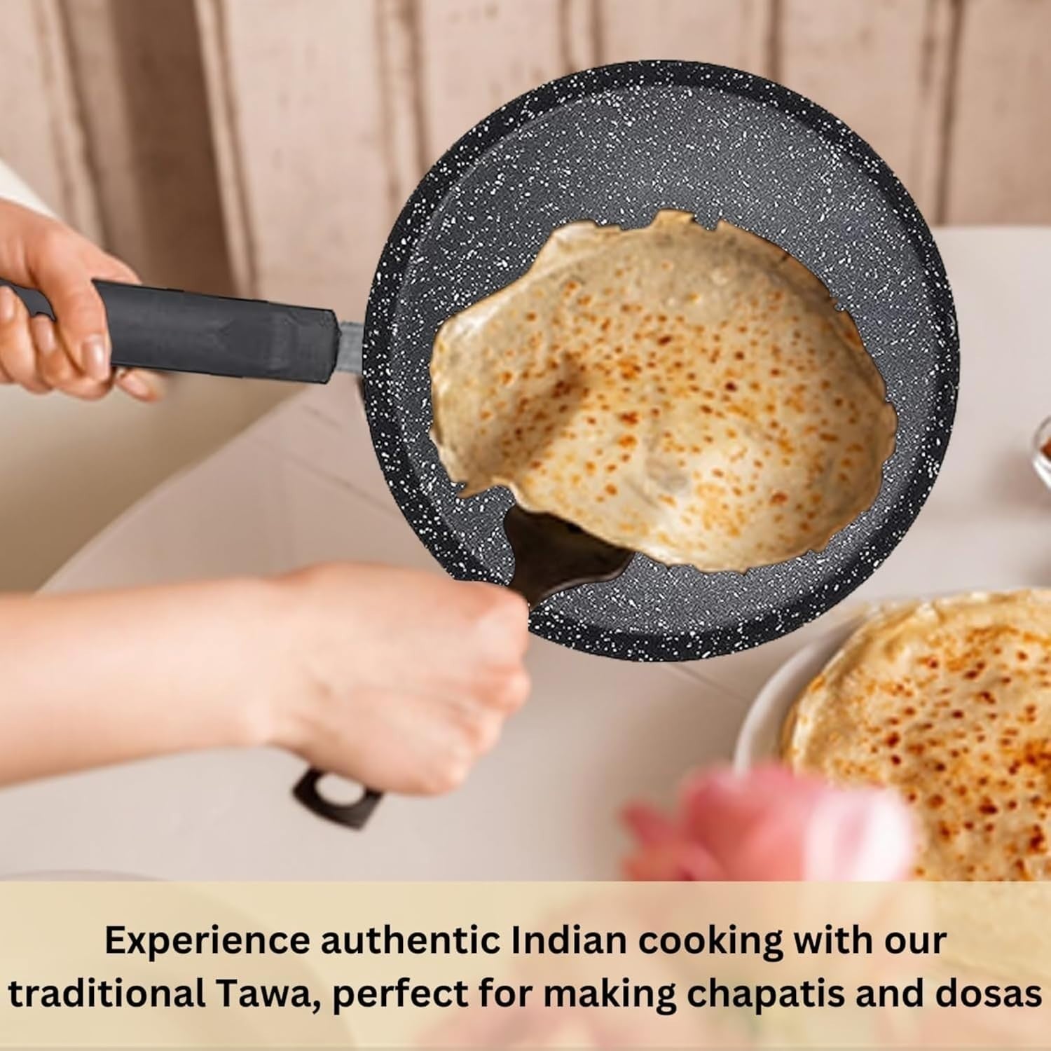 24cm Non-Stick Tawa Roti Chapati Dosa Marble Coated Flat Pan Gas Induction