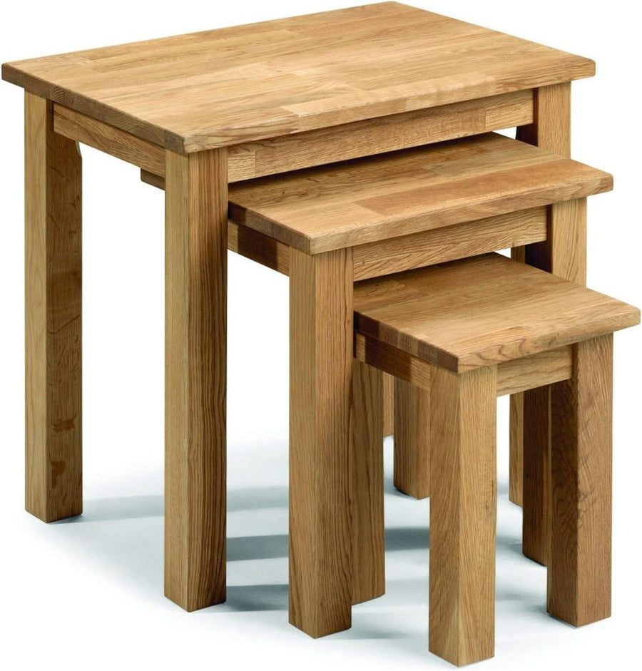Oak Nest of 3 Tables Coffee Side Lamp End Solid Wood Living Room Furniture