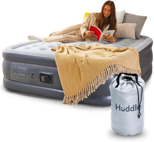 King Inflatable Air Bed with Built-In Pump Quick Inflate Raised Height for Guest