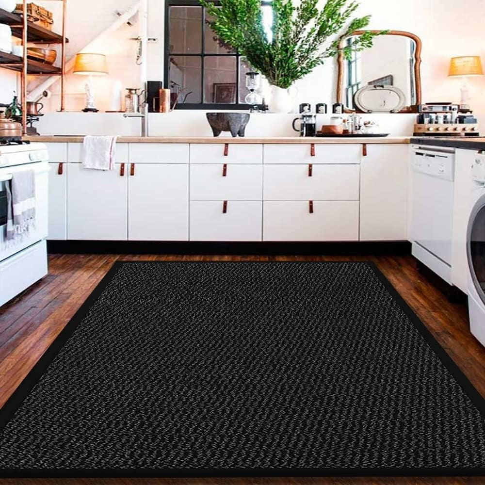 Small Black Waterproof Door Mat 40x60cm Non Slip Indoor Outdoor Entrance Rug