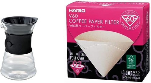 700ml Pour Over Coffee Brewer Set with Filters | Heat-Proof Grip Drip Server