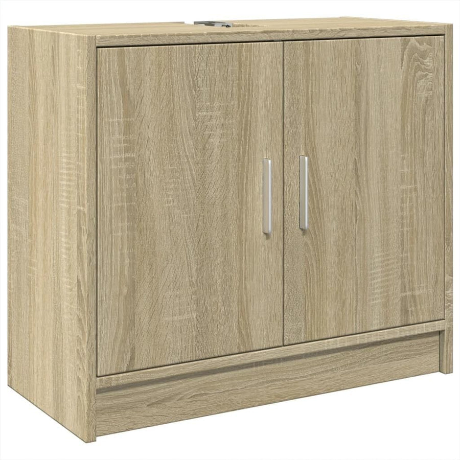 Modern Bathroom Sink Cabinet Sonoma Oak – 2 Door Under Sink Storage Unit 63x55cm