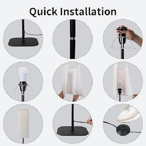 RGB Floor Lamp Remote Control Dimmable Tall Reading Light Linen Shade