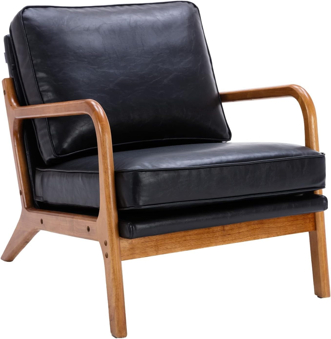 Kids Armchair with Footstool PVC Leather Sofa Chair Toddler Seat Black