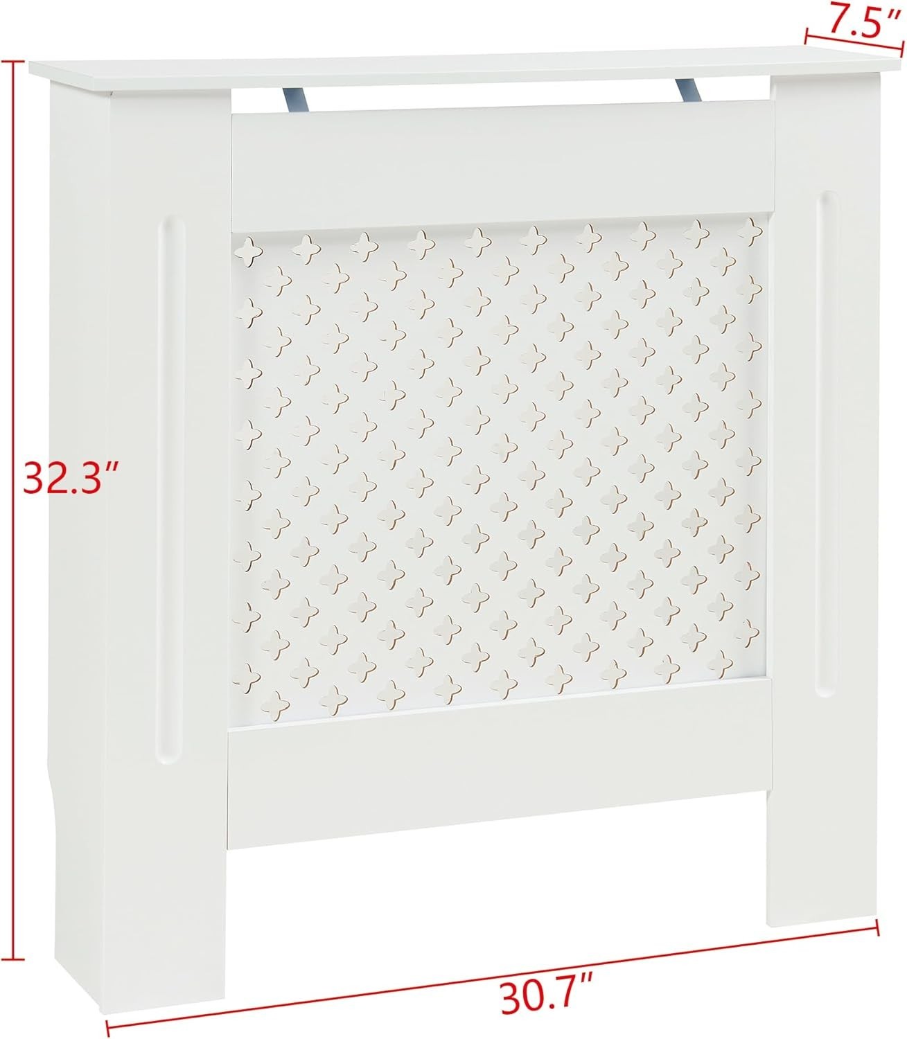 Small White Radiator Cover 78cm Modern Diamond Design MDF Wall Cabinet