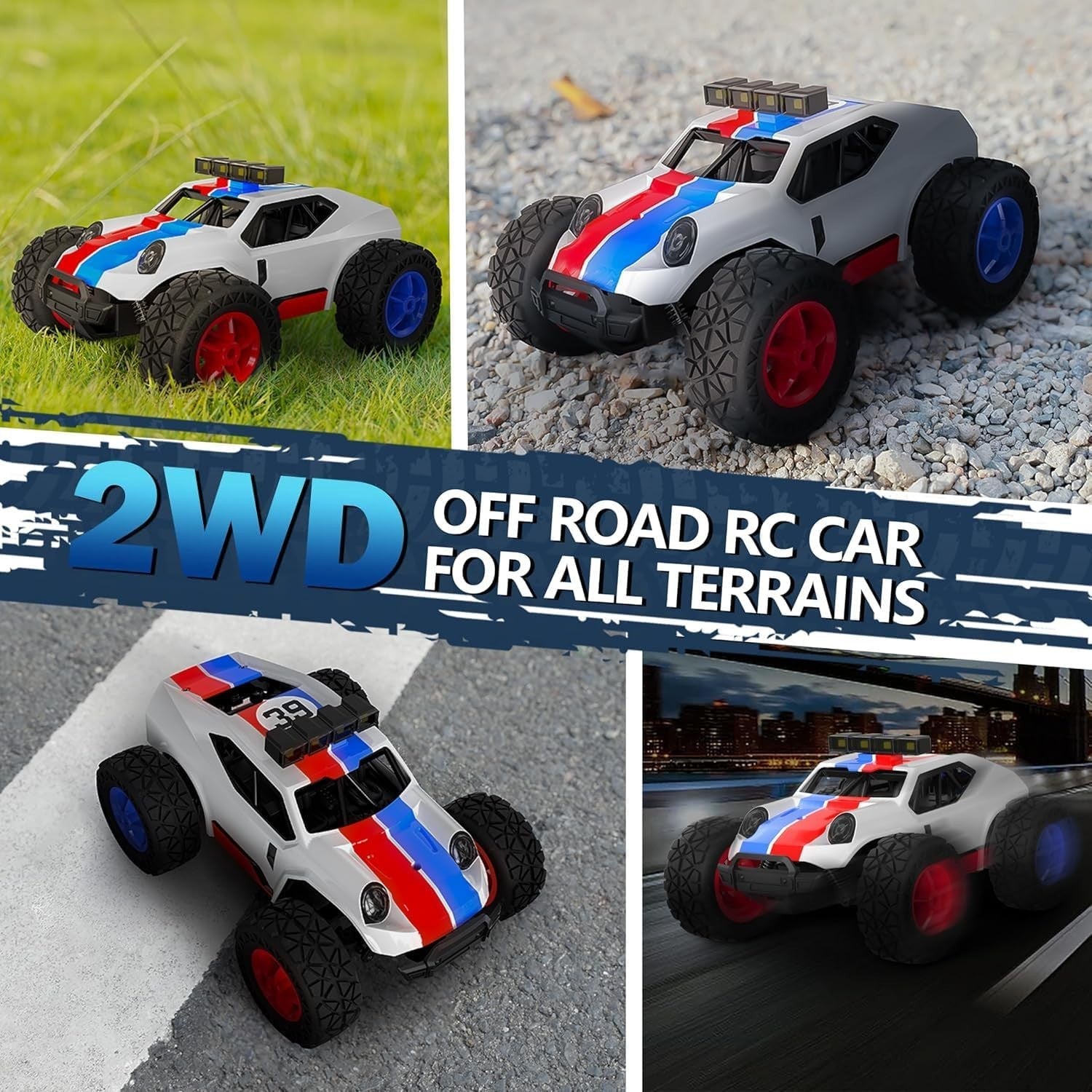 1:20 RC Off-Road Car 20KM/H 2.4GHz 2 Batteries 50min LED Headlight Toy