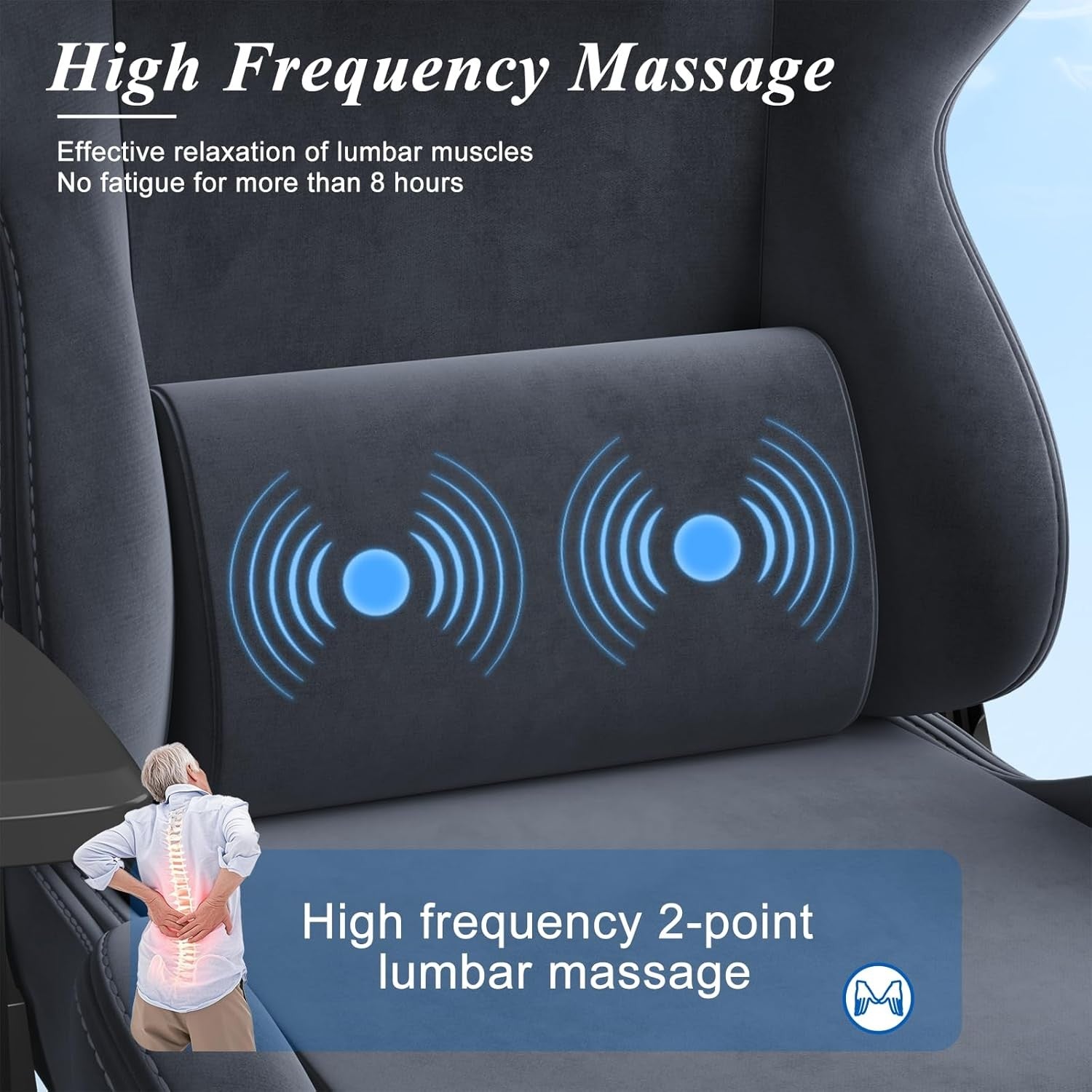 Massage Gaming Chair Reclining Footrest Ergonomic Grey