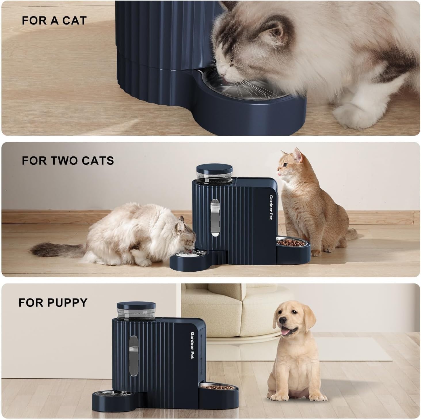 2 in 1 Gravity Pet Feeder Water Dispenser 3L Auto Food Station Blue