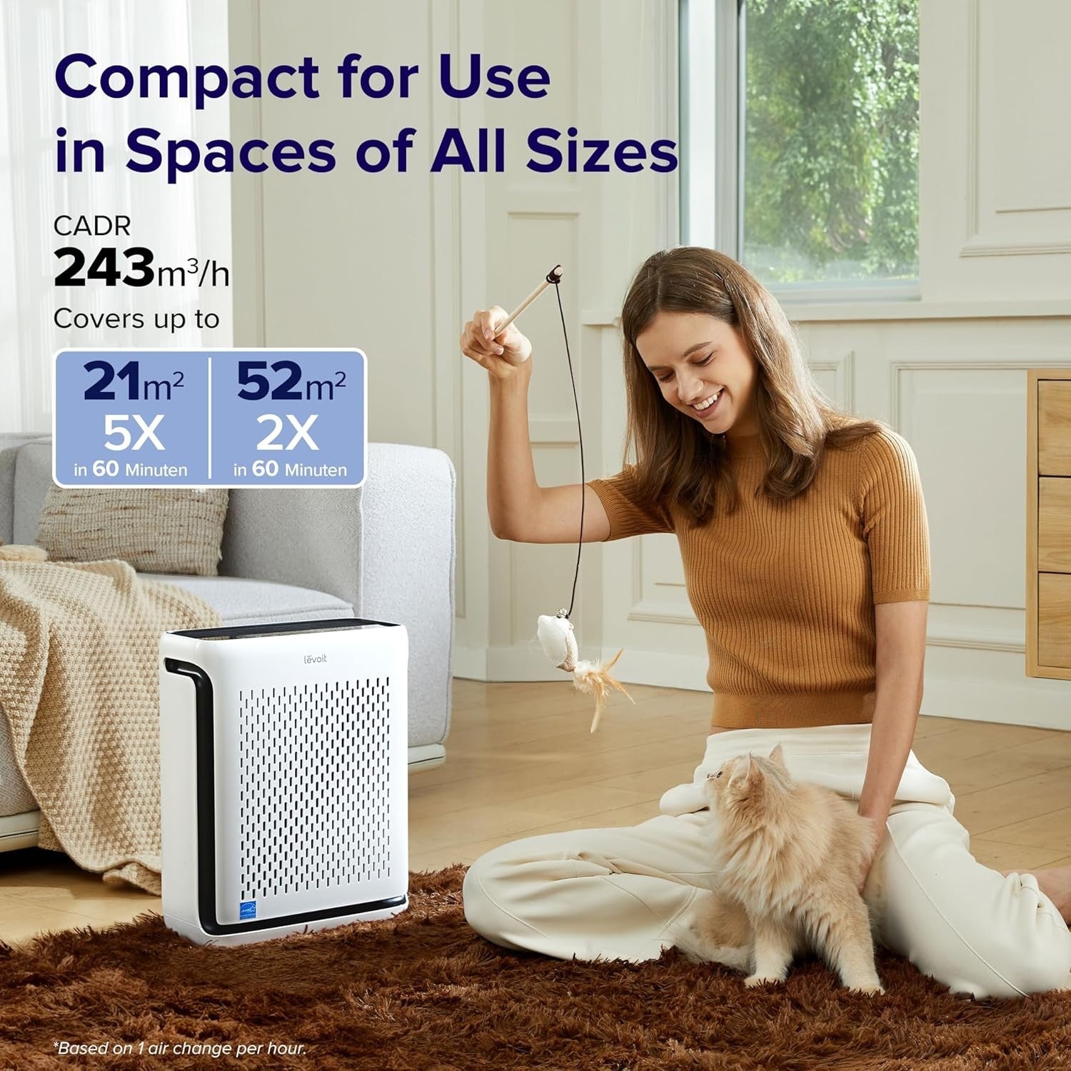 Smart HEPA Air Purifier 1120 Sq Ft CADR 243m³/h Pet Mode Auto Sleep