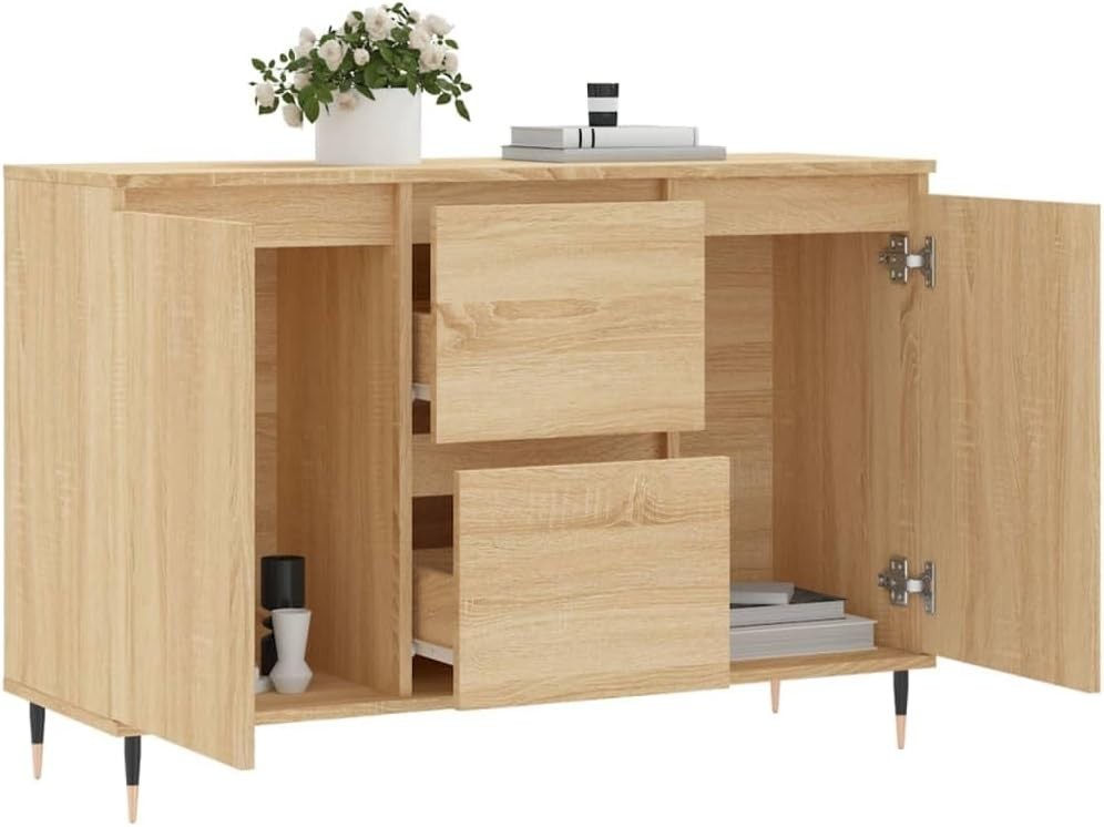 Sonoma Oak Sideboard Storage Cabinet with Iron Legs | Dent Resistant, Stylish