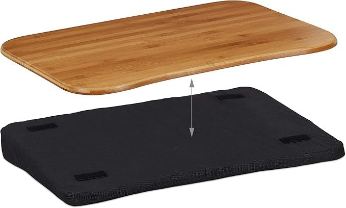 Bamboo Laptop Table with Cushion Portable Lap Desk Bed Sofa Handle