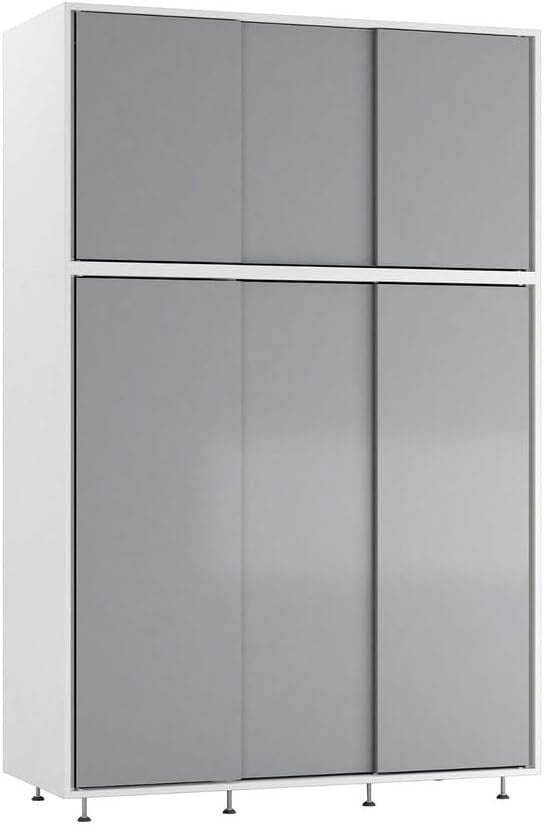 6-Door Sliding Wardrobe Grey Doors | Modern Spacious Bedroom Storage