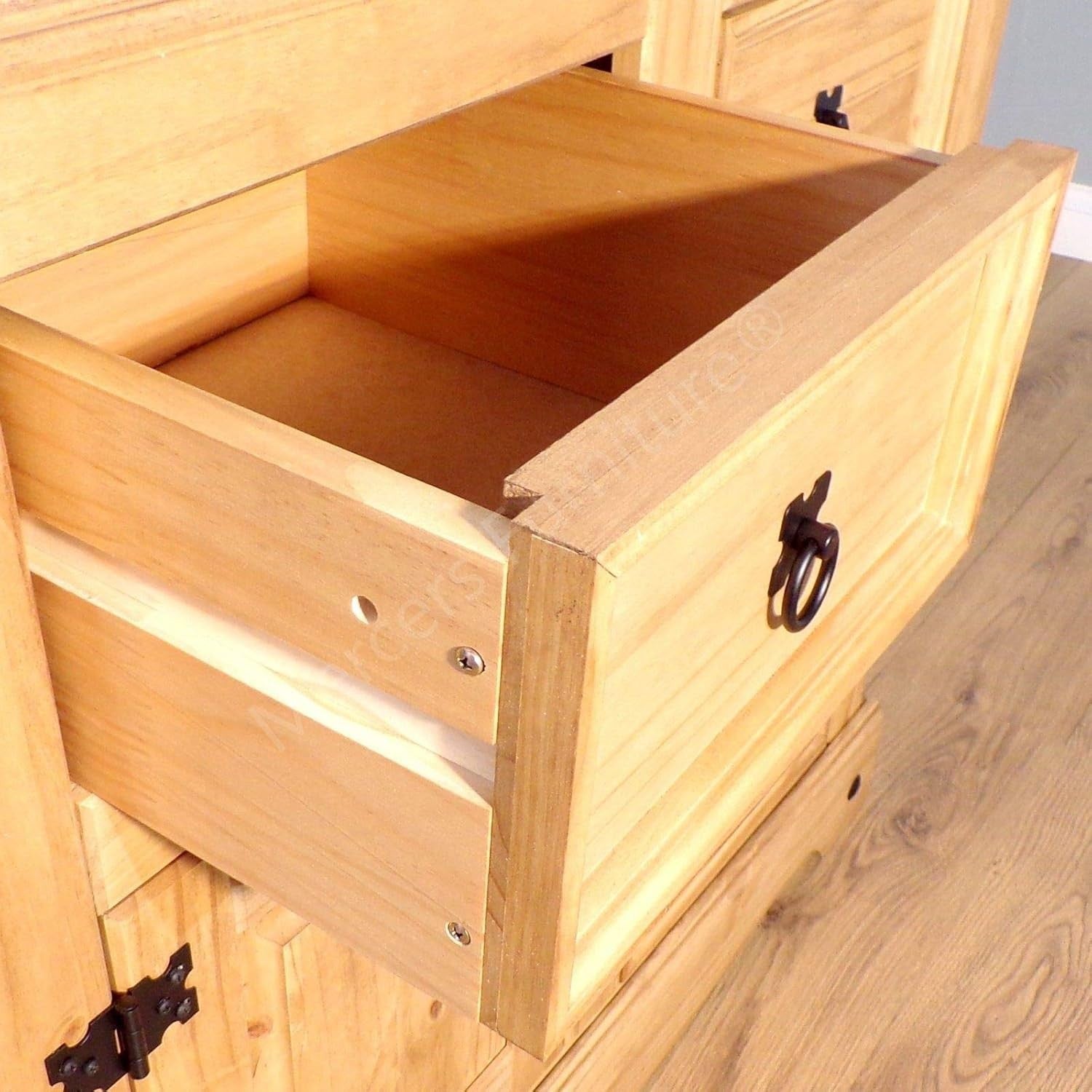 Rustic Solid Pine Sideboard Storage Cabinet 2 Door 3 Drawer Low Sideboard