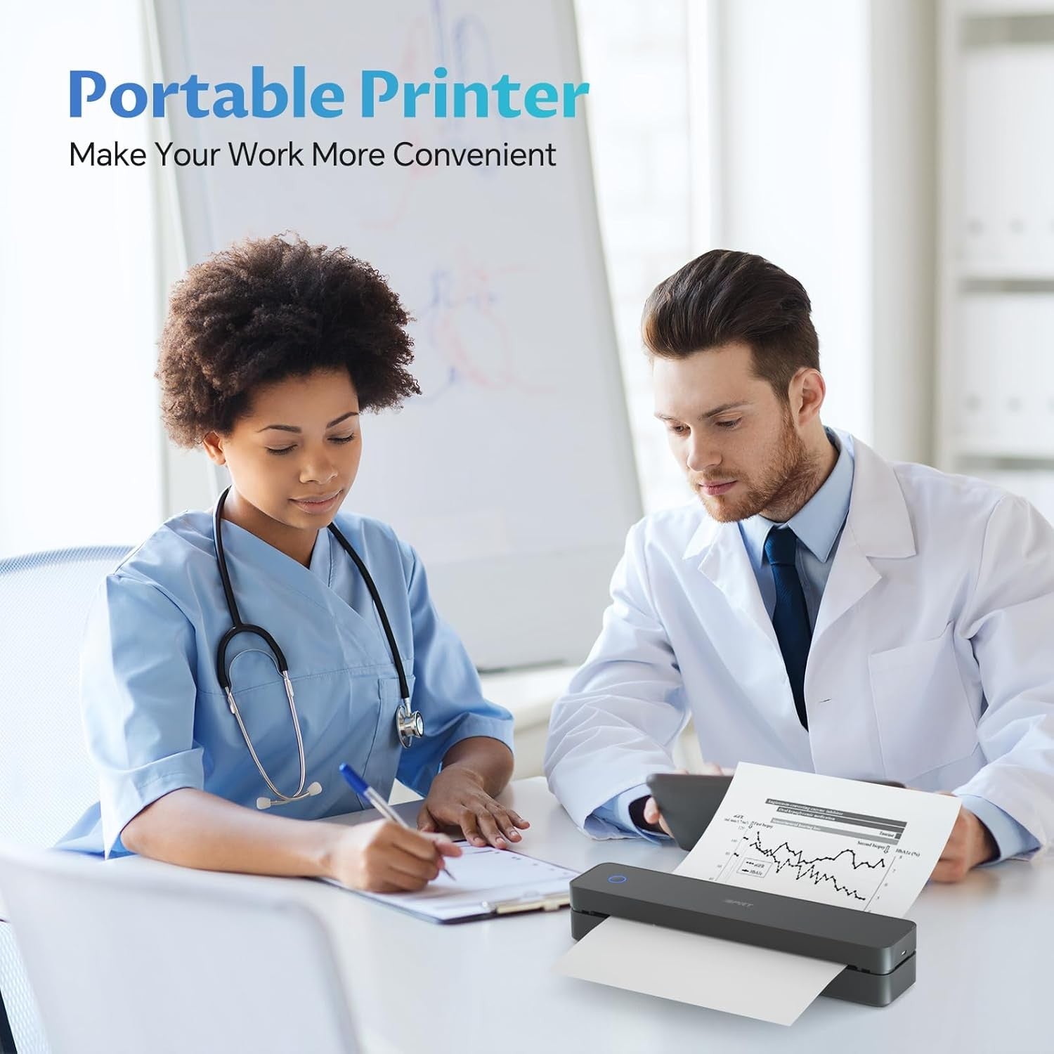 A4 Portable Thermal Printer 300DPI Bluetooth Inkless Black