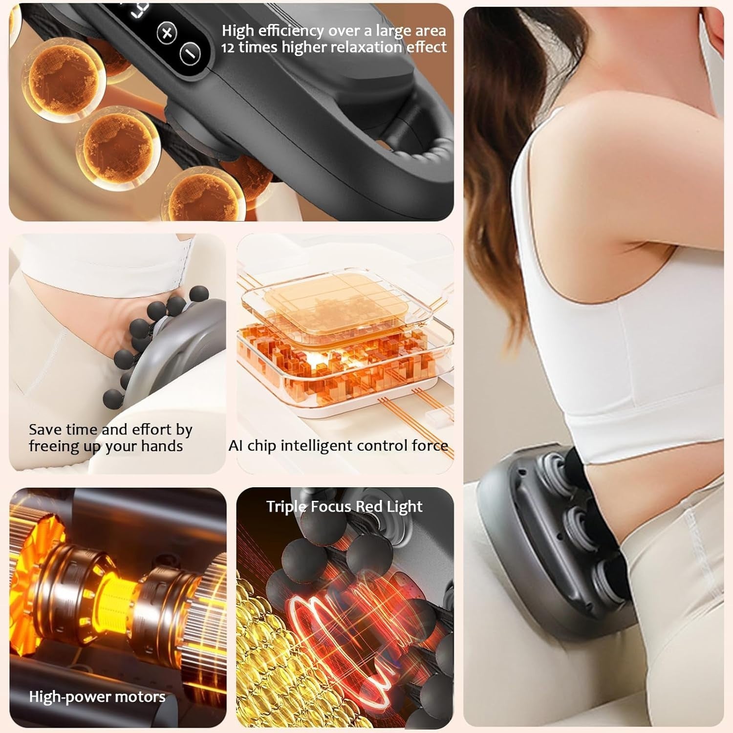 Deep Tissue Massage Gun 12 Head Multi-Node Body Massager 9 Modes Pain Relief