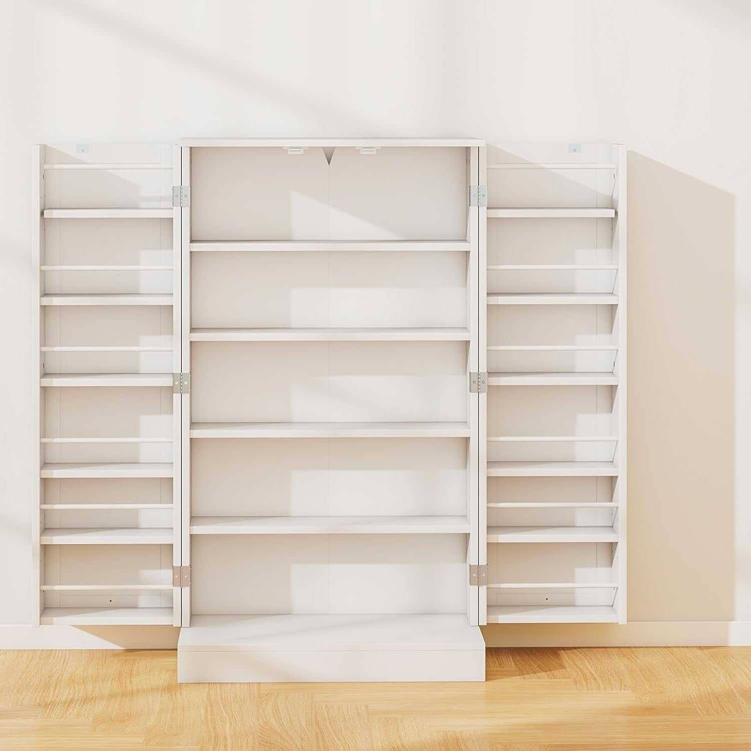 Kitchen Cupboard Pantry Cabinet 17 Shelves 2 Doors White Small