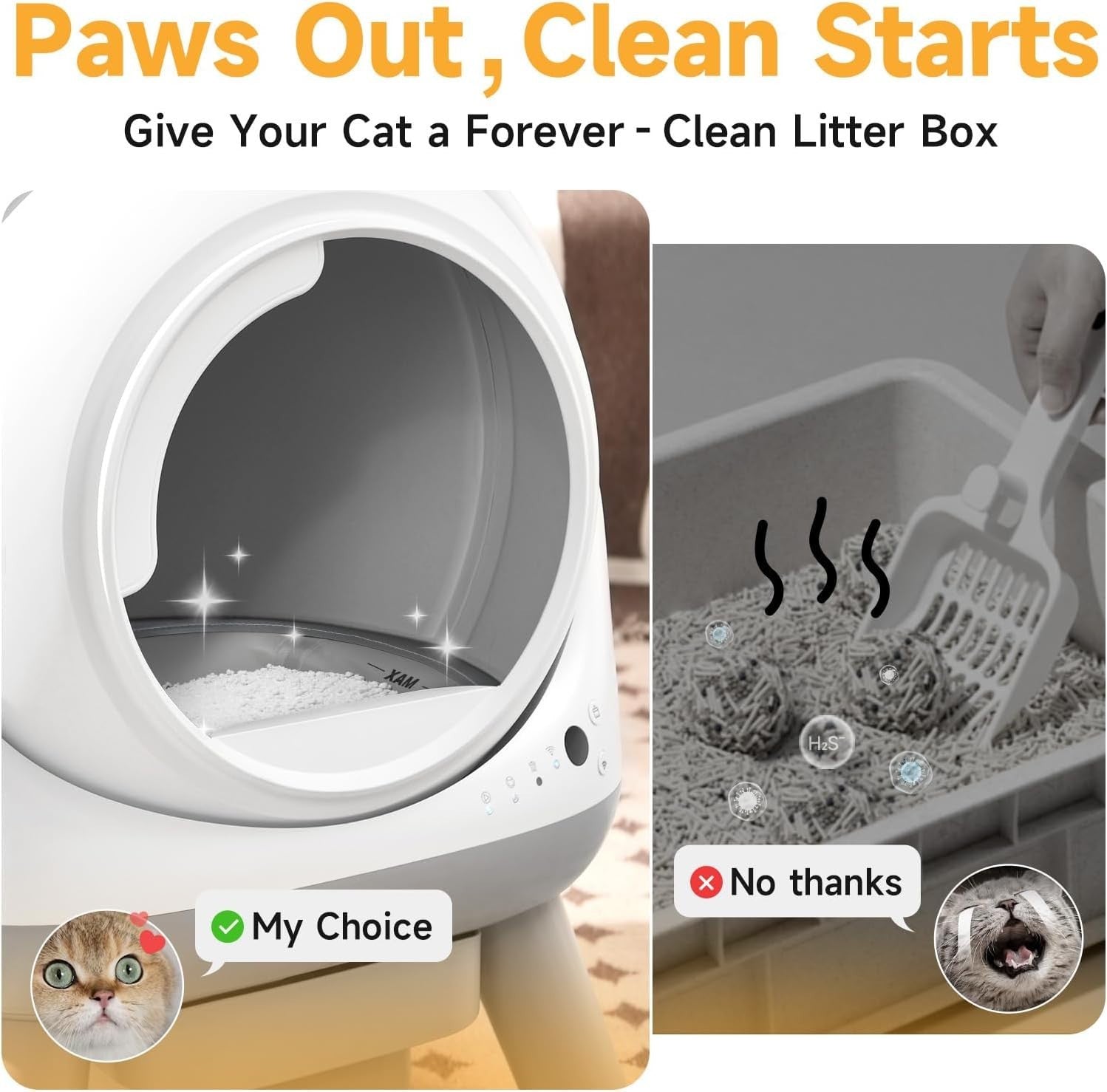Automatic Self Cleaning Cat Litter Box Smart App Control Odor Free Tray