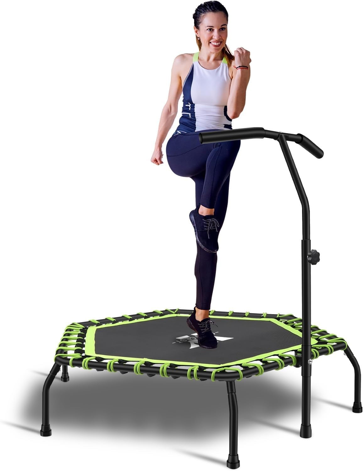48'' Bungee Rebounder Mini Trampoline Adjustable Handle Silent 150KG