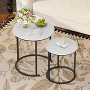 Black Nesting Coffee Tables Set of 2 Modern Round Side End Sofa Living Room