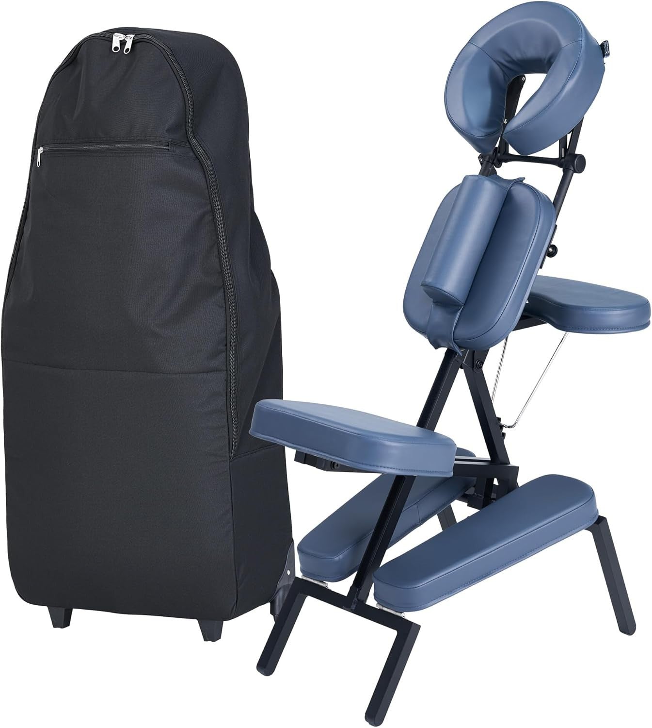 Portable Massage Chair Lightweight Adjustable Aluminum Folding Tattoo Spa Blue