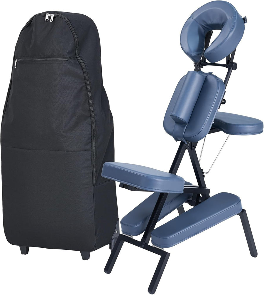 Portable Massage Chair Lightweight Adjustable Aluminum Folding Tattoo Spa Blue