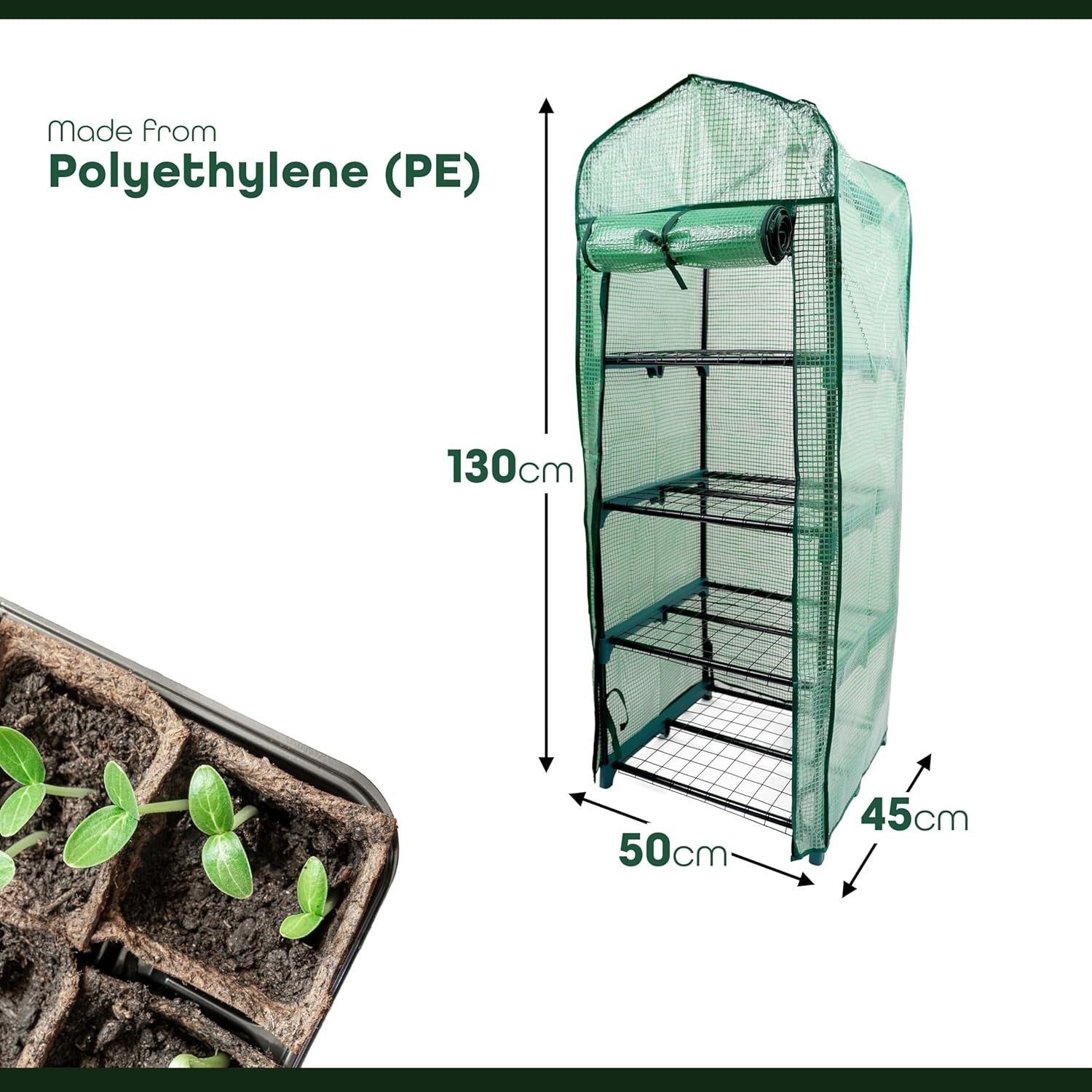 4 Tier Mini Greenhouse with Zipped Door | Heavy Duty Outdoor Plant Stand