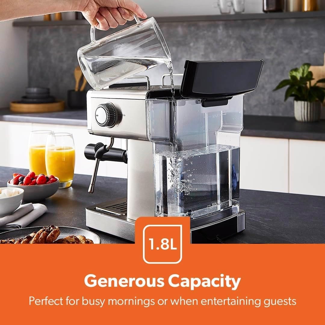 20 Bar Espresso Machine 1.8L | Milk Frother | 1465W | Stainless Steel
