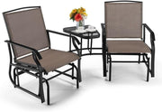 2 Seater Outdoor Glider Rocking Chair Set w/ Table for Patio Garden