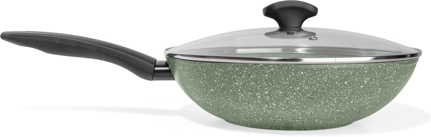 3pcs Green Eco Non Stick Frying Pan Set Induction Compatible Dishwasher Safe
