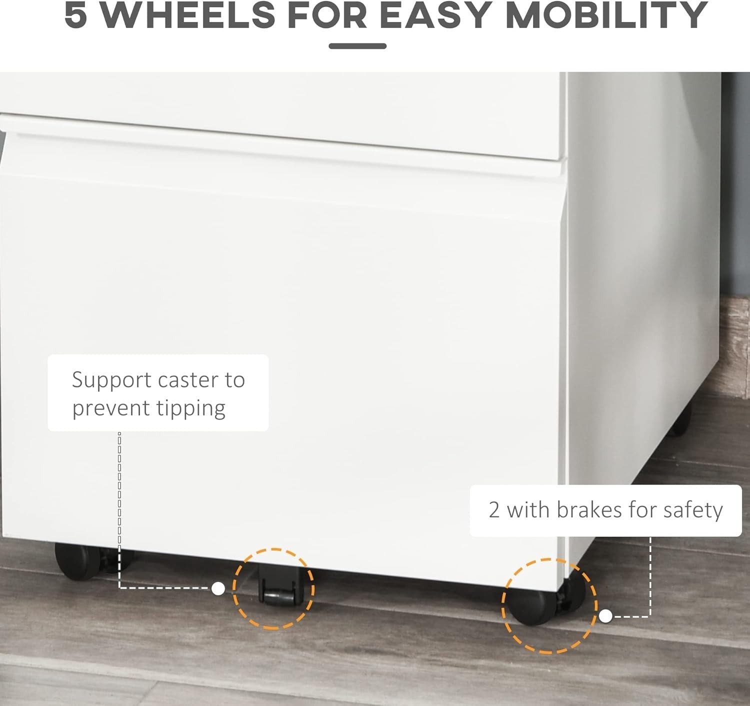 3 Drawer Mobile Filing Cabinet with Lock Under Desk Office Storage White