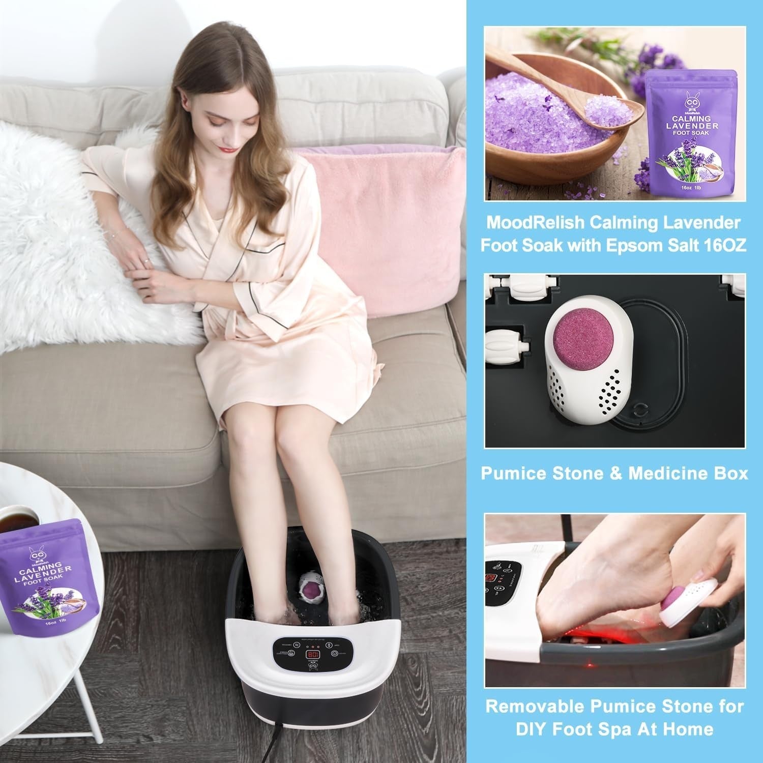 Foot Spa Massager with Heat, Bubbles, Jets & Vibrating Massage