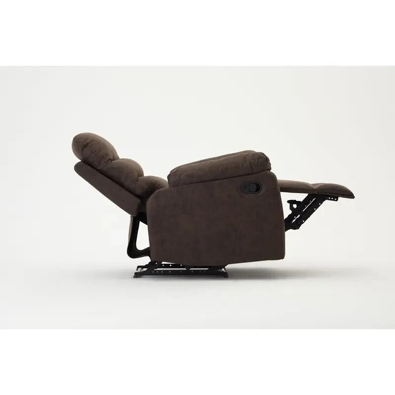 Brown Manual Recliner Armchair Air Leather Padded Sofa Chair Lounge