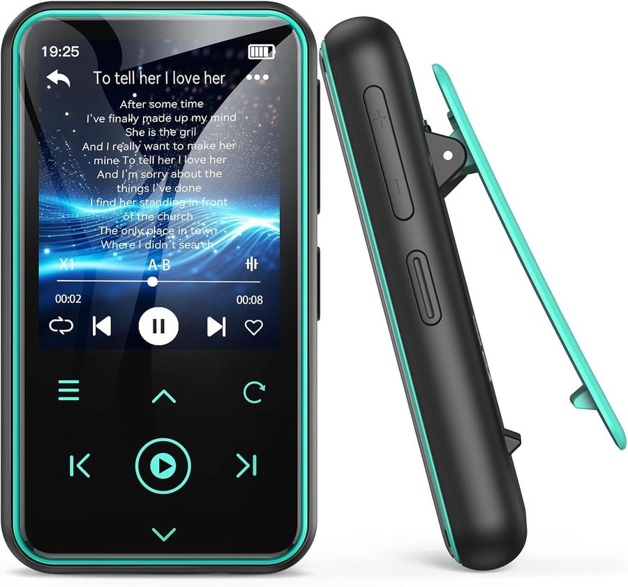 64GB Bluetooth 5.3 Clip MP3 Player 76H Battery Blue