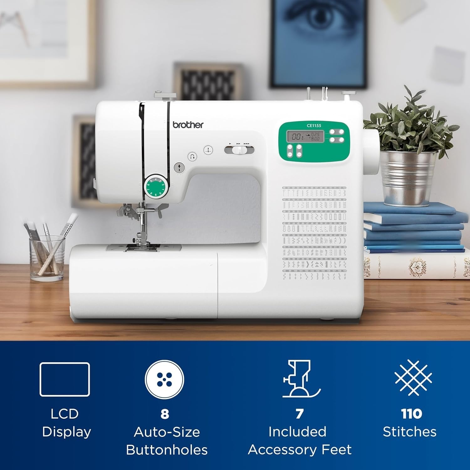 Computerized Sewing Machine 110 Stitches LCD Display 7 Presser Feet