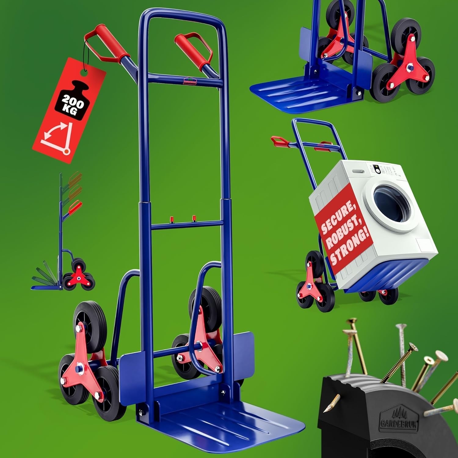 200KG Stair Climber Sack Truck 6-Wheel Folding Trolley Telescopic Handle